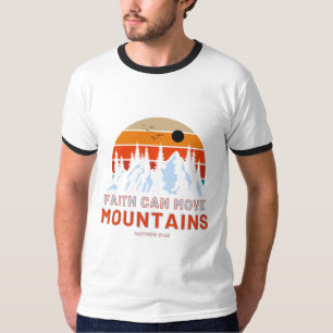 Camiseta A fé pode mover montanhas Bíblias homens
