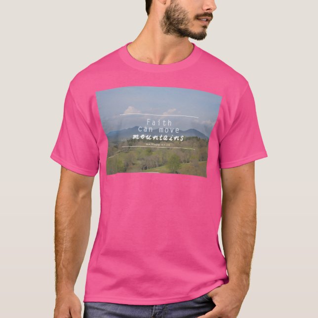 Camiseta A Fé Pode Mover Montanhas Longas (Frente)