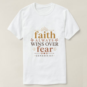 Camiseta A Fé Sempre Vence o Medo Inspiração Cristã