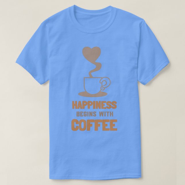 Camiseta A felicidade começa com Café 4 (Frente do Design)