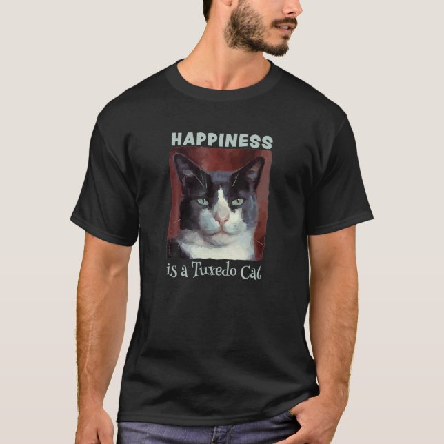 Camiseta A Felicidade De Gato Uxedo É Um Ca Uxedo (Frente)