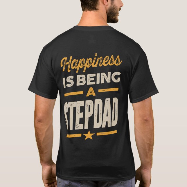 Camiseta A felicidade dos Mens é ser pai - pai avô (Verso)