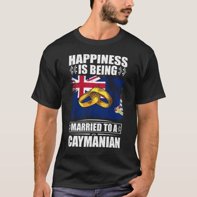 Camiseta A Felicidade É Casada Com Um Caymaniano (Frente)