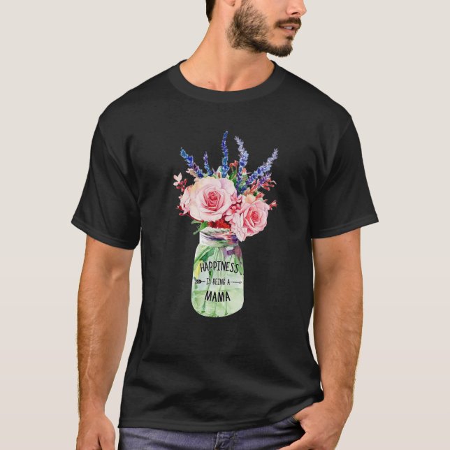 Camiseta A Felicidade É Ser Uma Secura Floral Da Mãe (Frente)
