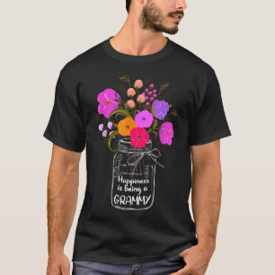 Camiseta A Felicidade É Ser Uma Vovó Dotada Da Vovó Mãe Flo