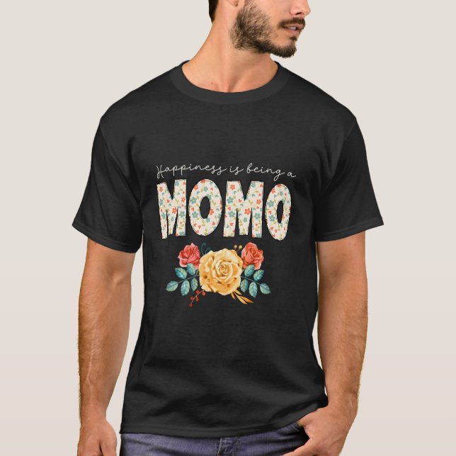 Camiseta A Felicidade É Ser Uma Vovó Floral Momo (Frente)