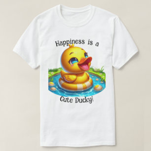 Camiseta A felicidade é um T-Shirt Cute Ducky (1)