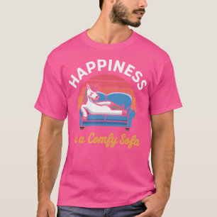 Camiseta A Felicidade É Um Unicórnio Comfy Sofa Engraçado R