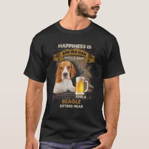 Camiseta A Felicidade É Um Velho Com Um Cão De Beagle Senta