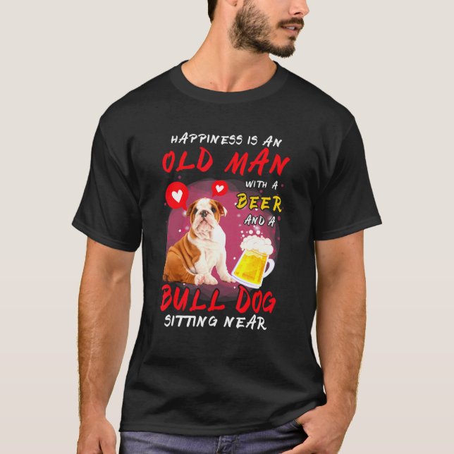 Camiseta A Felicidade É Um Velho Homem Com Cachorro De Cerv (Frente)