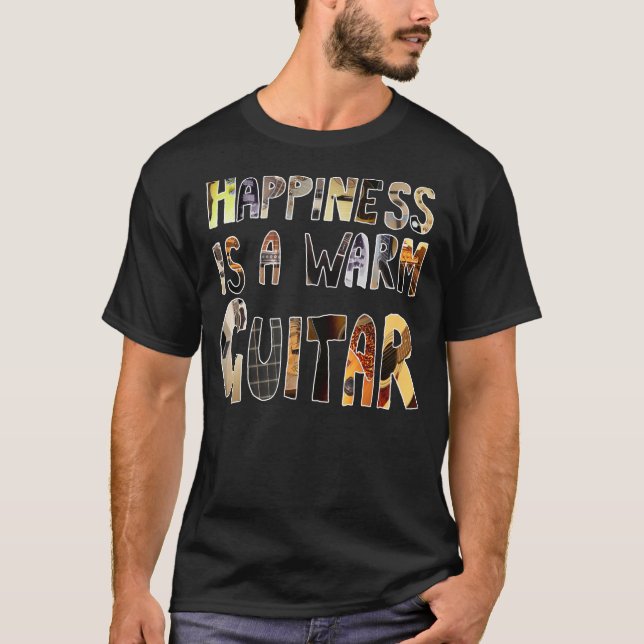 Camiseta A felicidade é uma guitarra quente (Frente)