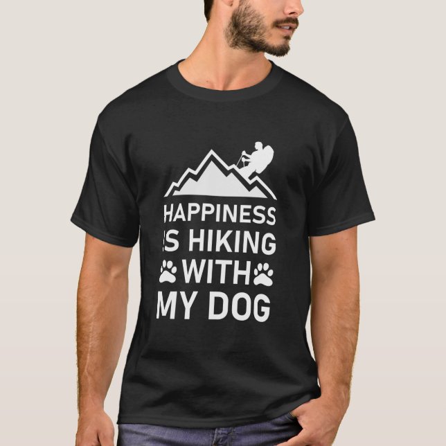 Camiseta A Felicidade Está Caminhando Com Meu Cachorro Ao A (Frente)