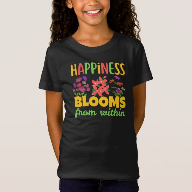 Camiseta A Felicidade Floresce de Dentro Felicidade Primave (Frente)