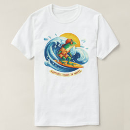 Camiseta A Felicidade Vem Nas Ondas Citação Gráfica "T-Shir