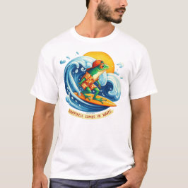 Camiseta A Felicidade Vem Nas Ondas Citação Gráfica "T-Shir