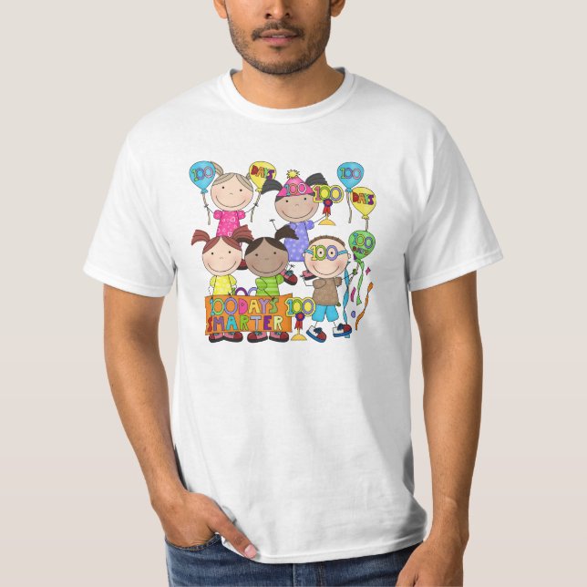 Camiseta A figura da vara caçoa 100 dias mais esperto (Frente)