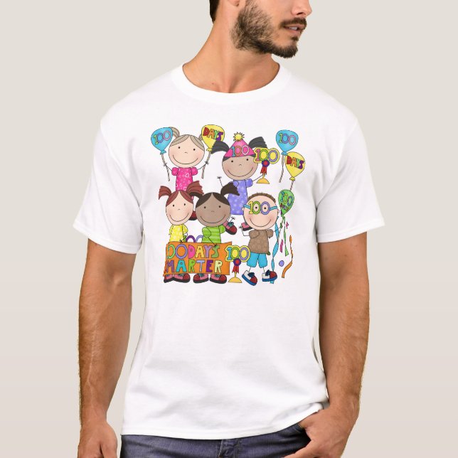 Camiseta A figura da vara caçoa 100 dias mais esperto (Frente)