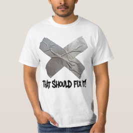 Camiseta A fita adesiva deve fixá-lo