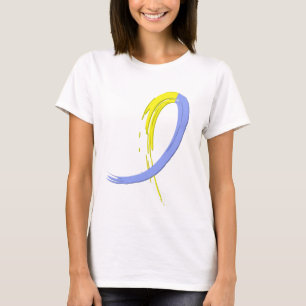 Camiseta A fita azul e amarela A4 de Síndrome de Down