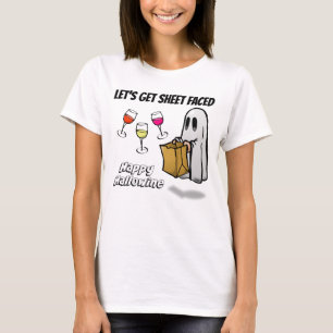 Camiseta A folha enfrentou o fantasma Hallowine feliz