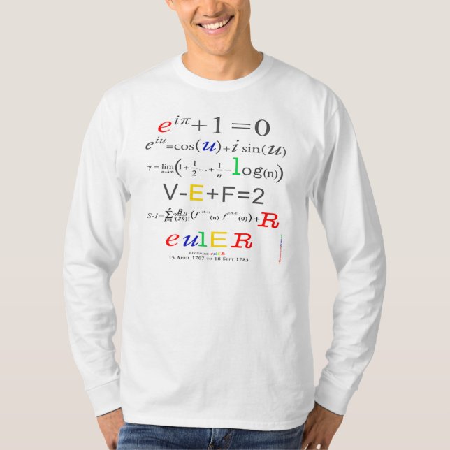 Camiseta A fórmula de Euler, t-shirt Sleeved longo da (Frente)