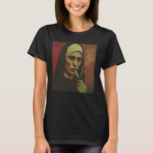 Camiseta A freira quente fuma cigarro, freira rebelde