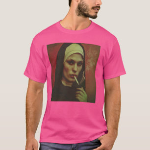 Camiseta A freira quente fuma cigarro, freira rebelde