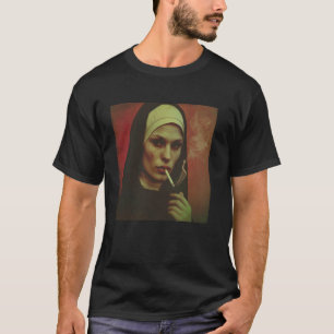 Camiseta A freira quente fuma cigarro, freira rebelde