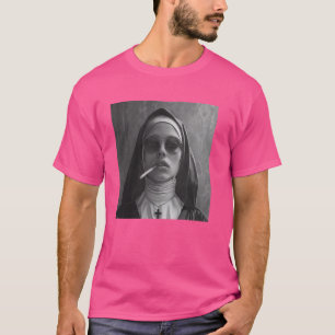Camiseta A freira quente fuma cigarro, freira rebelde
