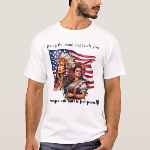 Camiseta A Fusão Nativo Americana/Mexicana _ Mãos que Alime