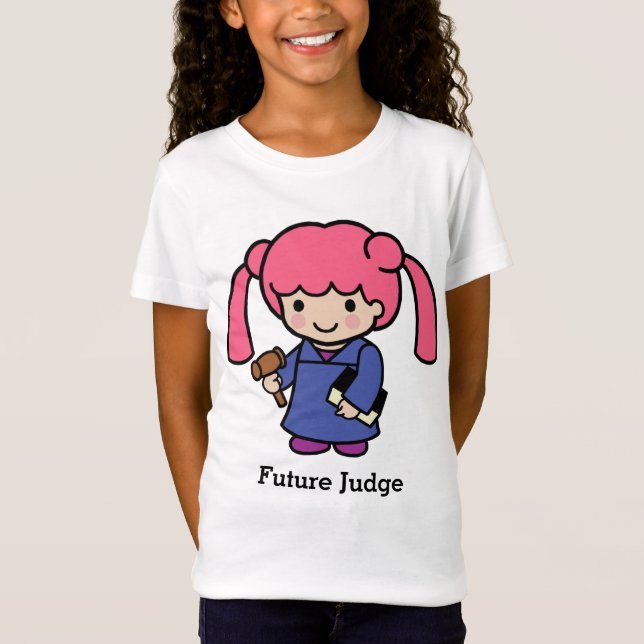 Camiseta A futura Juíza Rapariga com livro e gavel (Frente)