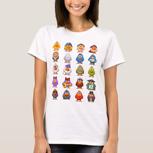 Camiseta A galinha alinha o t-shirt das senhoras (cabido) (Frente)