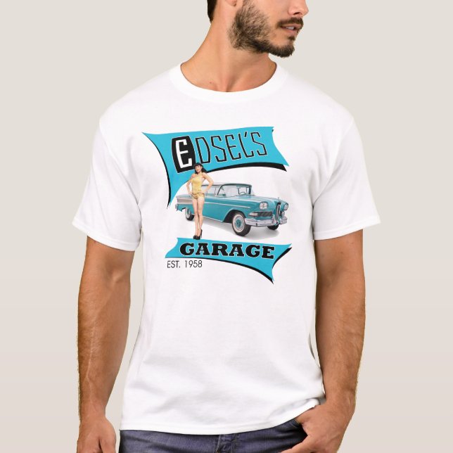 Camiseta A garagem de Edsel no azul (Frente)