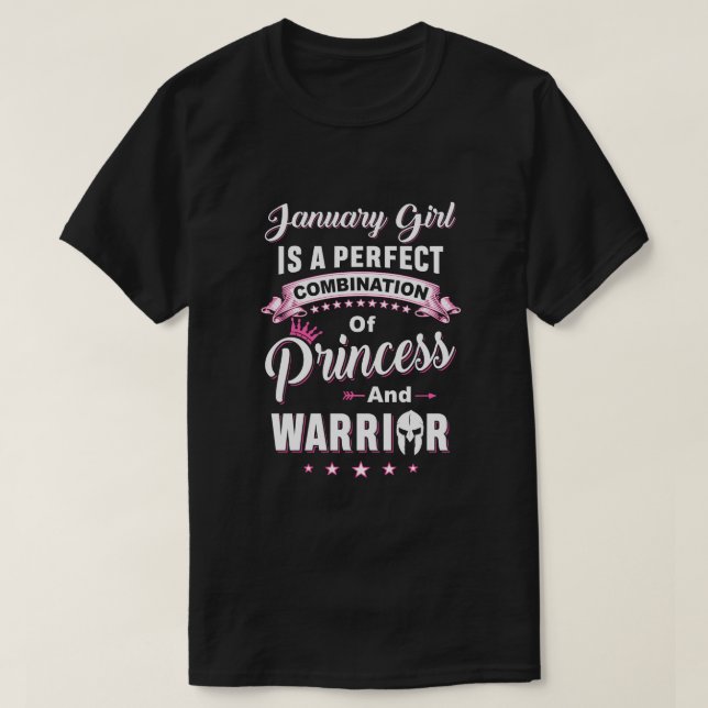 Camiseta A Garota de Janeiro é a princesa perfeita, anivers (Frente do Design)