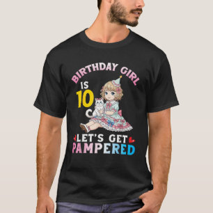 Camiseta A gata mãe de aniversário menina tem 10 anos Vamos