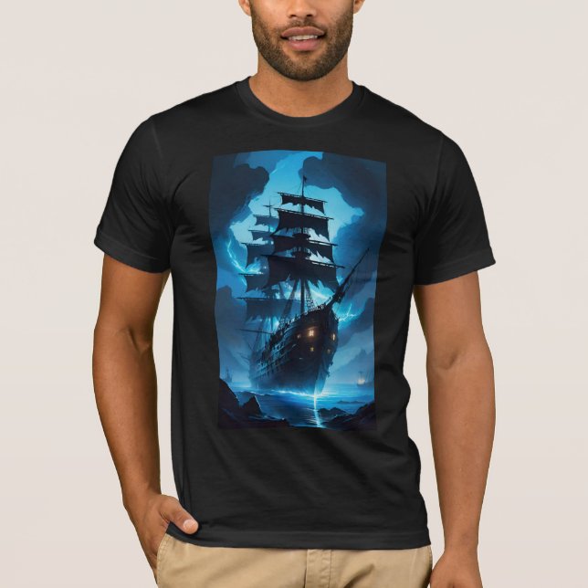 Camiseta a ghost ship, a pirate ship, a foggy ship, the Fly (Frente)