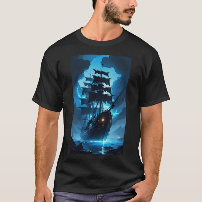 Camiseta a ghost ship, a pirate ship, a foggy ship, the Fly (Frente)