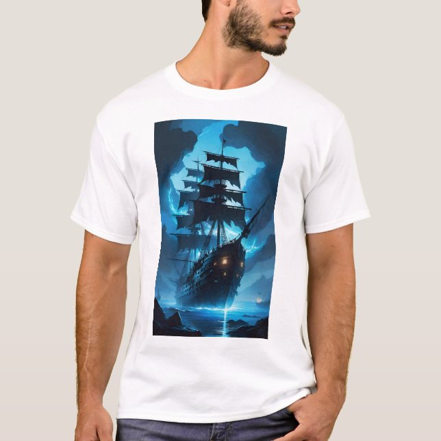 Camiseta a ghost ship, a pirate ship, a foggy ship, the Fly (Frente)