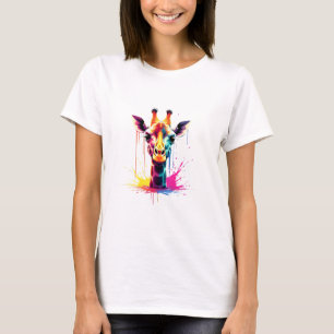 Camiseta A girafa colorida para o engraçado