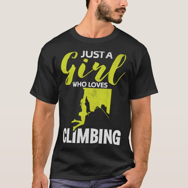 Camiseta A Girl Who Loves Climbing Rock Climbing  Boulderin (Frente)