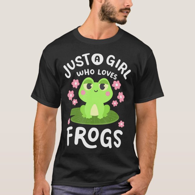 Camiseta A Girl Who Loves Frogs Kawaii Frog Lovers Women Gi (Frente)