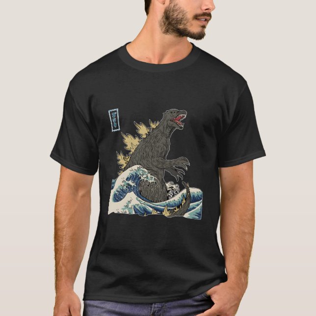 Camiseta A Grande Equipe Monstro de Kanagawa Godzilla Onda (Frente)