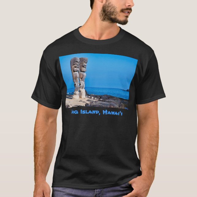 Camiseta A Grande Ilha do Havaí, Tikis no Paraíso (Frente)
