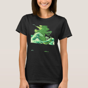 Camiseta A Grande Onda do Monstro Kanagawa Equipe Godzilla