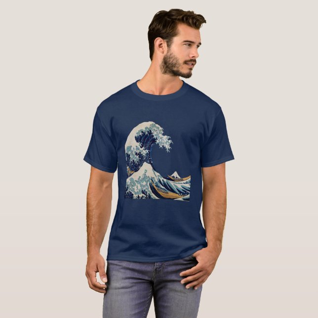 Camiseta A grande onda pelo t-shirt do gráfico de Hokusai (Frente Completa)