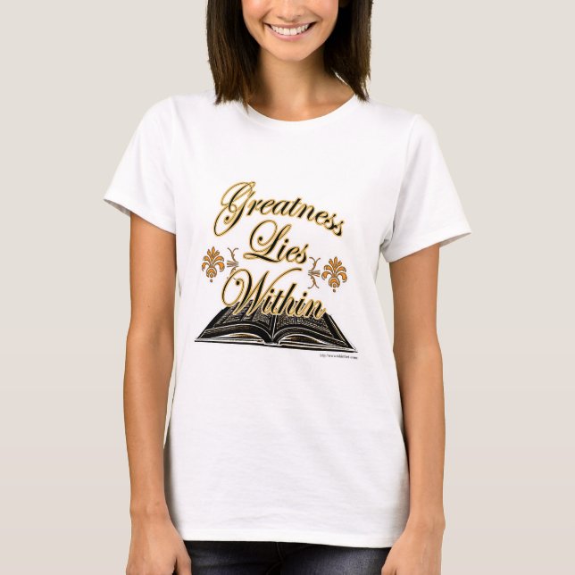Camiseta A grandeza está no Slogan de Leitura do Estilo 2 (Frente)