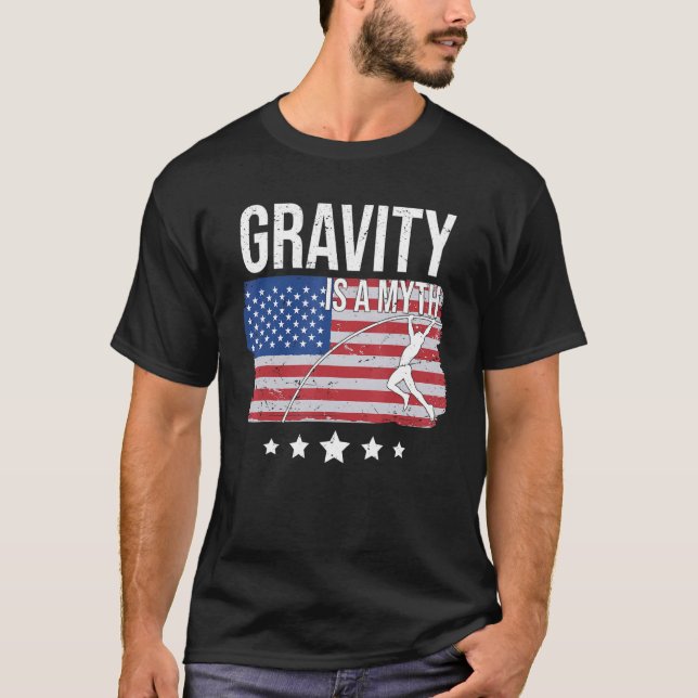 Camiseta A Gravidade É Um Mito Cofre De Bandeiras Americano (Frente)