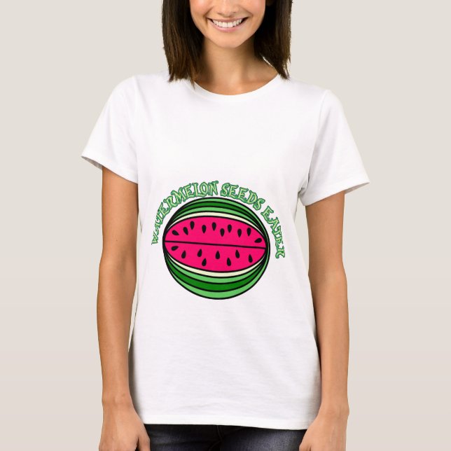 Camiseta A gravidez, melancia semeia o comedor (Frente)