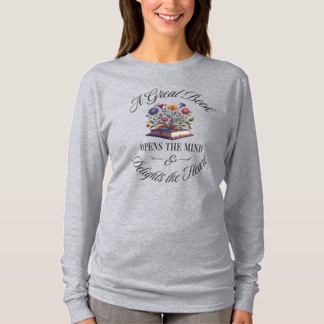 Camiseta A Great Book Delights Floral Longsleeve (Frente)