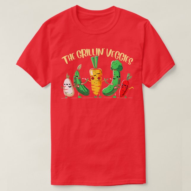 Camiseta A Grillin Veggies Engraçada Vegetais (Frente do Design)